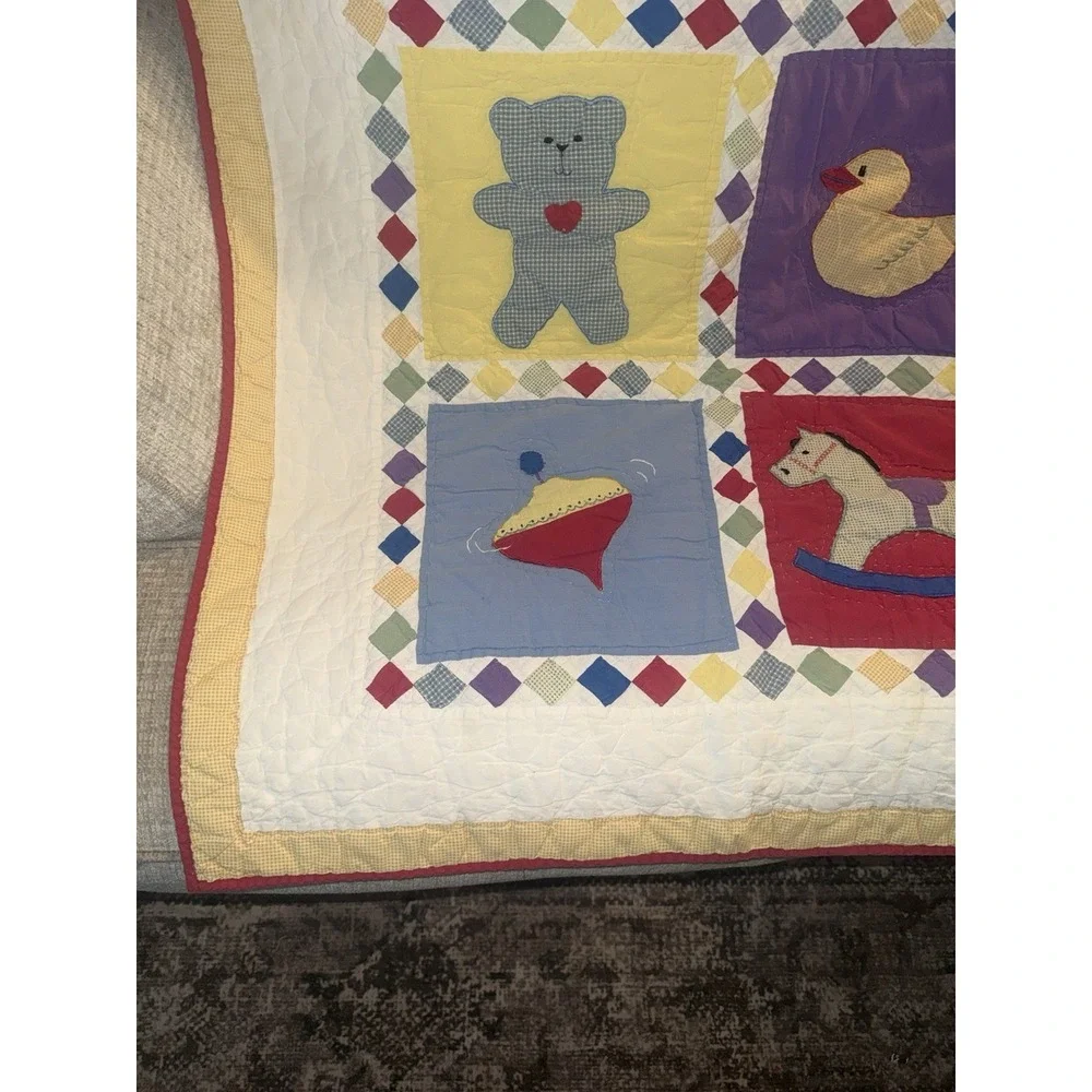 Baby Quilt Crib Blanket Nursery Wall Hanging Duck Bear Horse‎ Dog Cottage Core